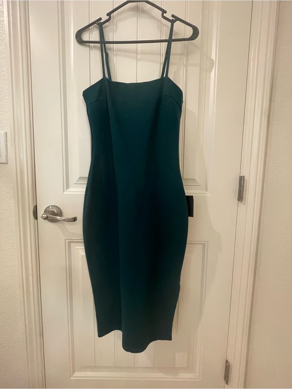 Lulu's Teal Square-Neck Midi Bodycon Dress